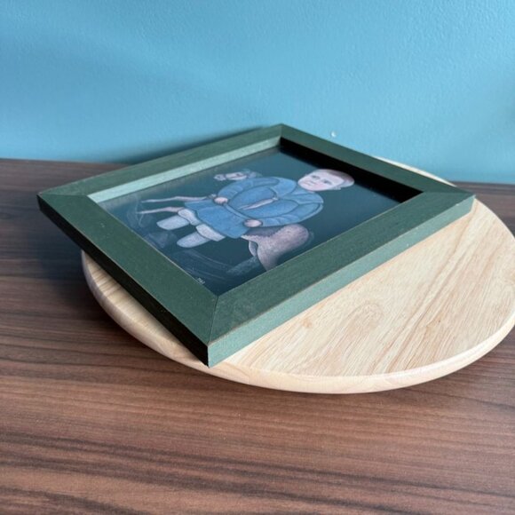 Vintage 1988 Norma Schneeman Framed Art Print Of Child With Horse In Green Wood - Picture 7 of 9